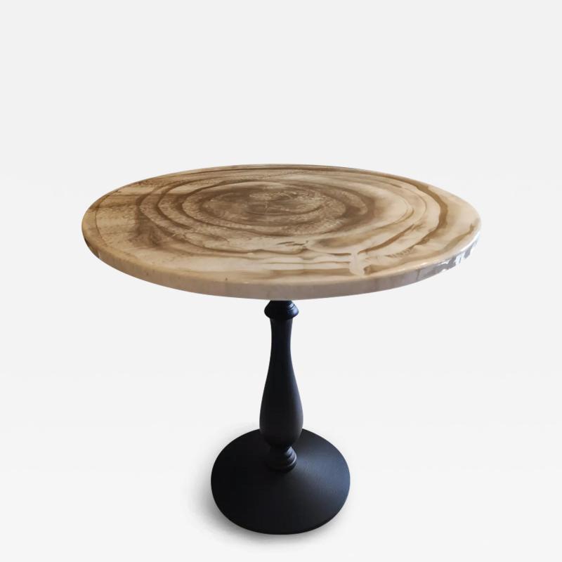  Gueridon Group Gueridon cast iron painted foot and laquered wood top