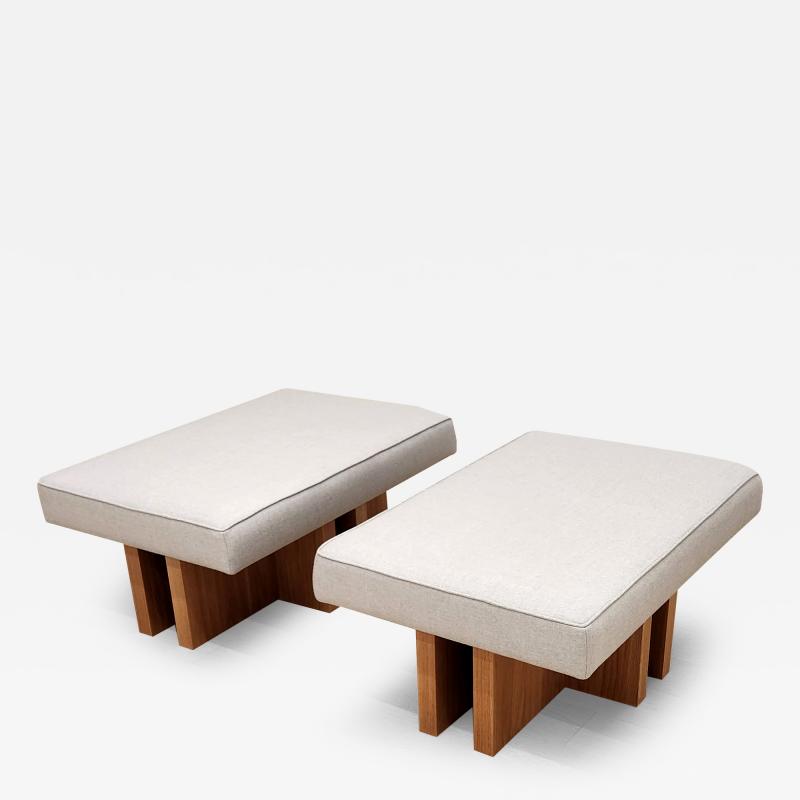  Gueridon Pair of custom made Gueridon Ottomans COM Upholstery Choice of Wood Stain