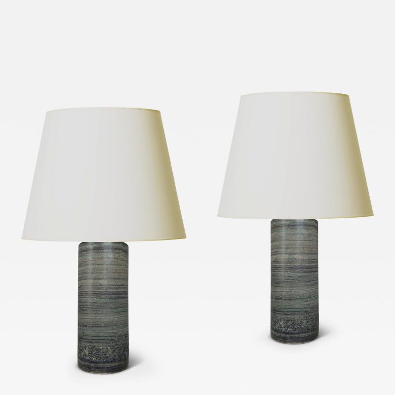  Guldkroken HJO Pair of Striae Glazed Table Lamps by Guldkroken HJO