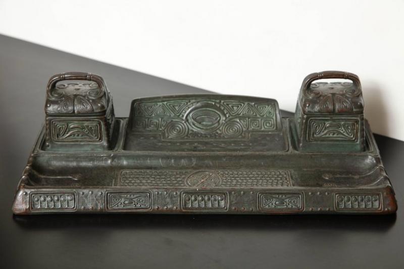 Gustav Gurschner - Double Bronze Inkwell/Pentray By Gustav Gurschner ...