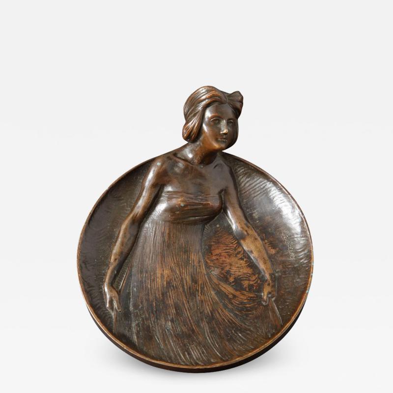  Gustav Gurschner Gustav Gurschner Bronze Figural Tray made in Austria