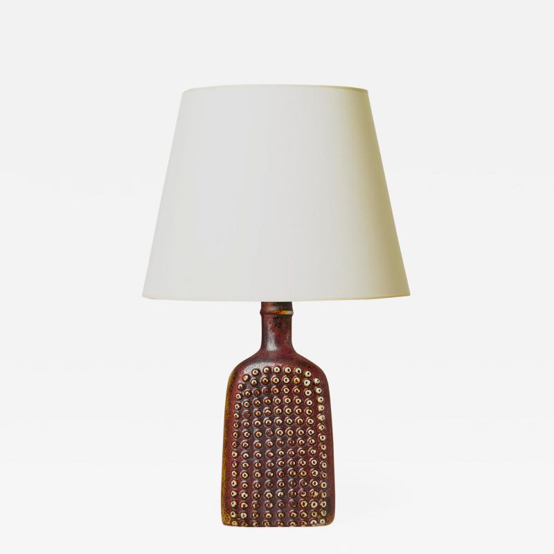  Gustavsberg Studio Bottle Form Table Lamp in Oxblood Glaze by Stig Lindberg