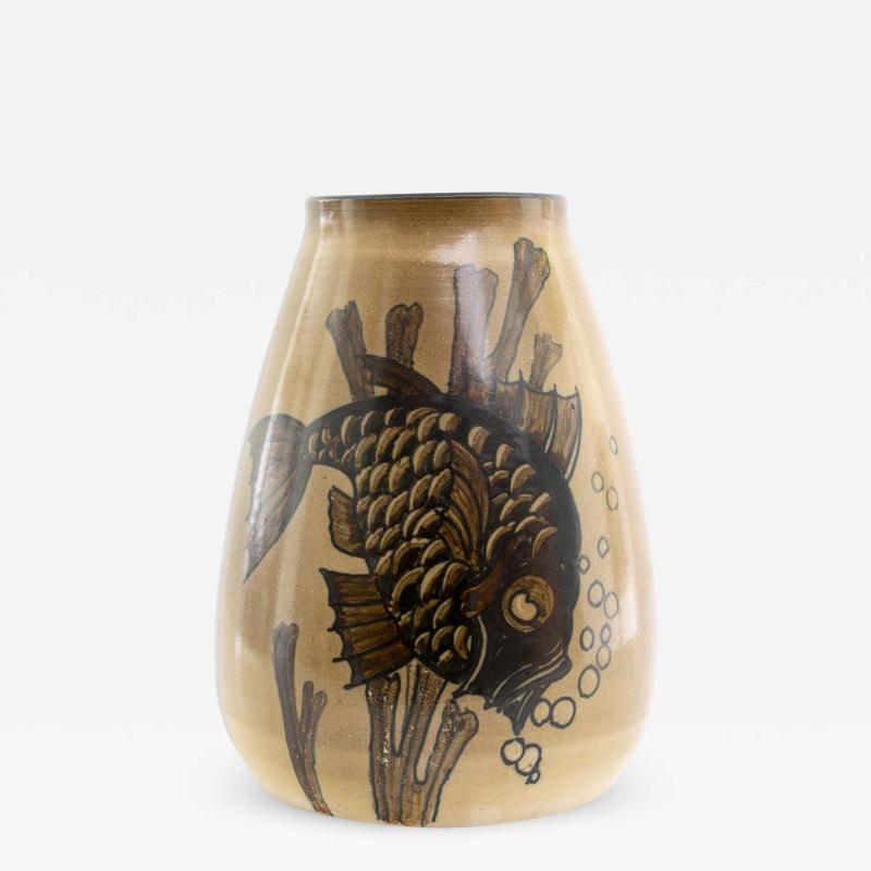  Gustavsberg Studio Unique hand decorated Swedish Art Deco vase by Josef Ekberg Scandinavian Modern