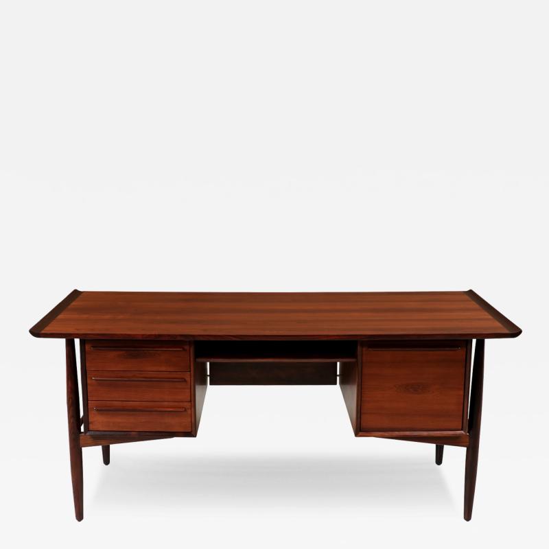  H P Hansen Danish Modern Executive Sculpted Rosewood Desk by H P Hansen