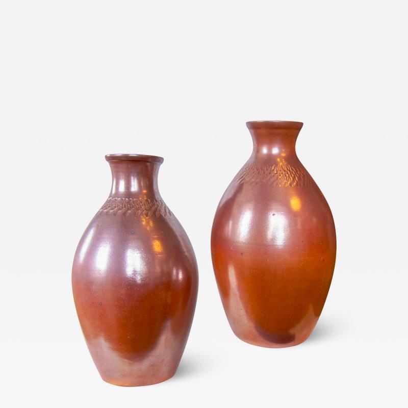 H gan s Duo of Monumental Luster Glazes Vases by Sven Bohlin for H gan s