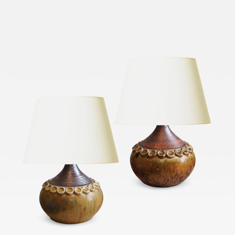  H gan s Duo of Petite Table Lamps in Earthy Tones by Hoganas Keramik