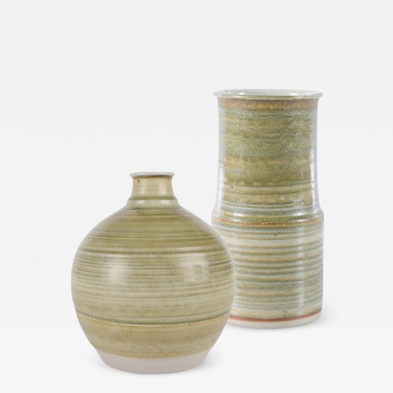  H gan s Vases in Bottle Green Glaze by John Andersson for H gan s