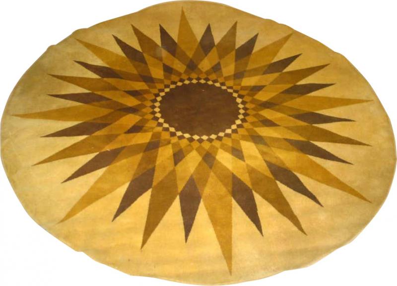  H jer Eksport Wilton Large Round Danish Mid Century Modern Sunburst Carpet by Hojer Eksport Wilton