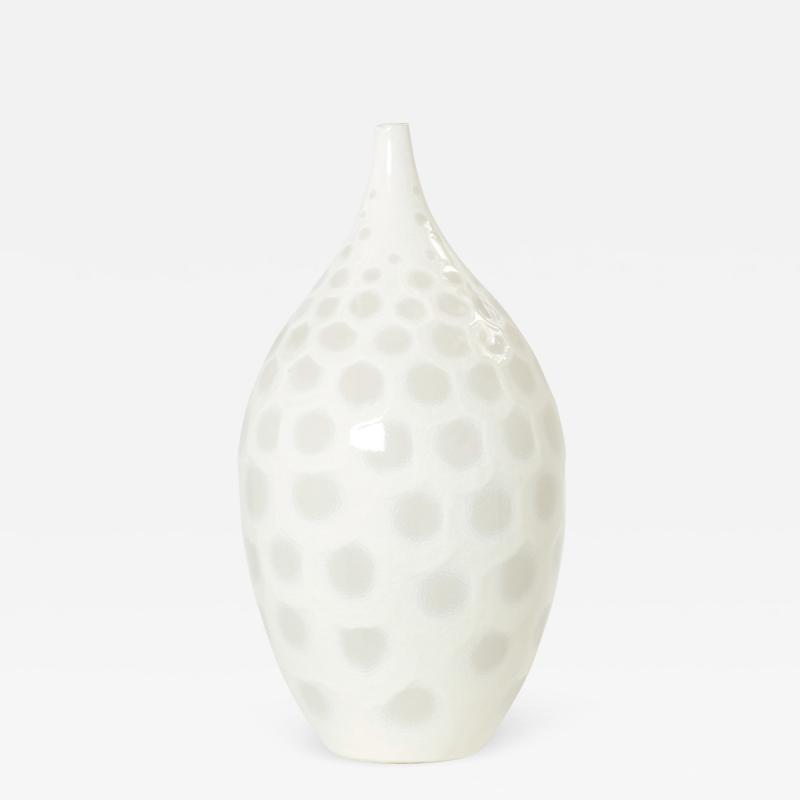  Habitat Large off white crackle glaze ceramic vase by Habitat 1980s