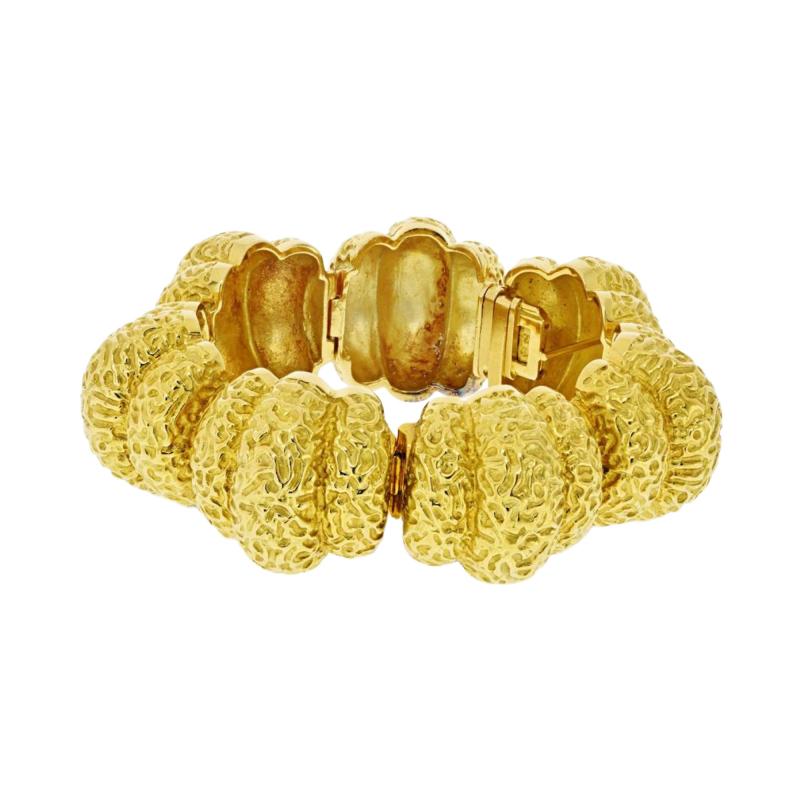  Hammerman Brothers Hammerman Brothers 18K Yellow Gold Textured Link Panels Bracelet