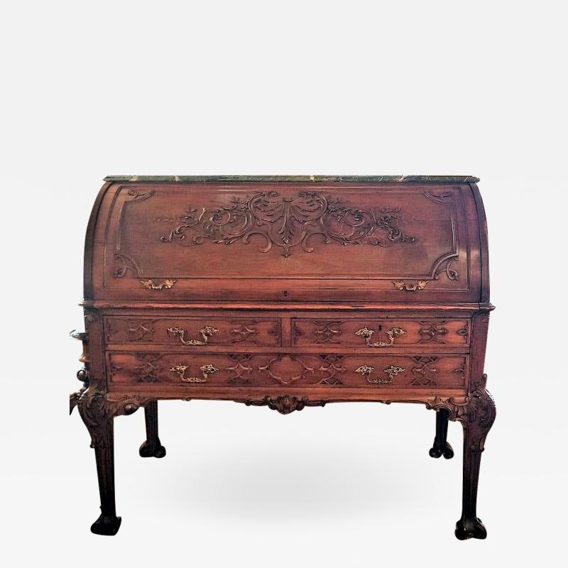  Hampton Sons 19th Century Hampton Sons Chinese Chippendale Cylinder Desk