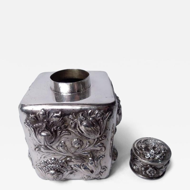  Hanau Antique German Hanau Baroque Silver Tea Caddy