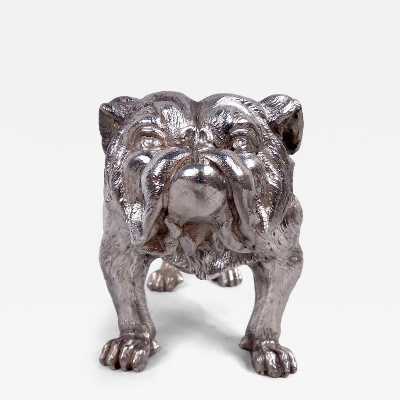  Hanau Antique German Hanau Silver Figural Bulldog Match Safe