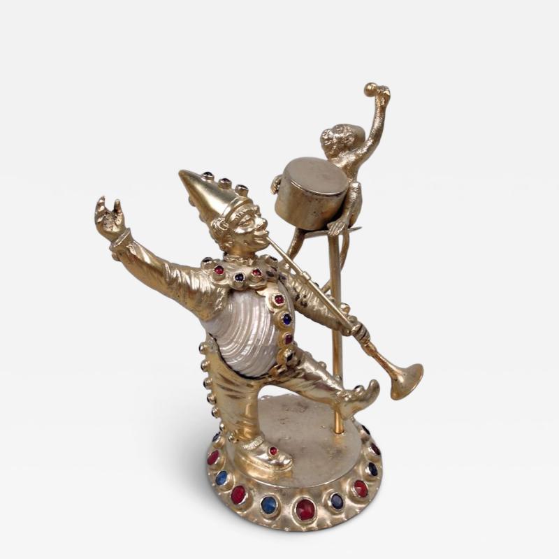  Hanau Antique German Hanau Silver Gilt Jeweled Musician Monkey Group