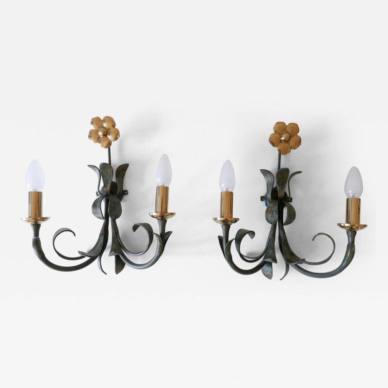  Hans M ller Set of Two Brass Metal Flush Mount or Sconces by Hans M ller Germany 1970s