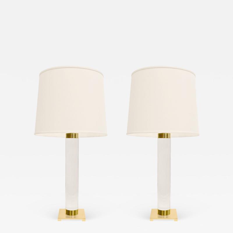  Hansen Lighting Co Hansen Impressive Pair of Table Lamps in Lucite and Brass 1960s