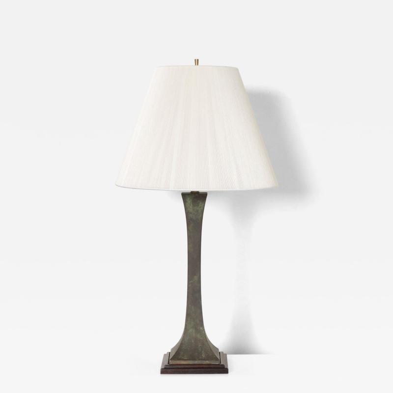  Hansen Lighting Co Vintage Verdigris Bronze Columnar Table Lamp by Stewart Ross James for Hansen