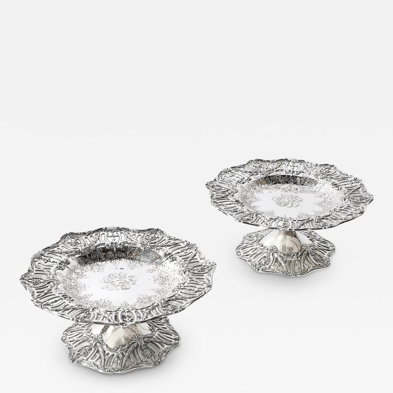  Hardy Hayes Pair of Aesthetic Movement Sterling Silver Tazas signed Hardy Hayes Co 