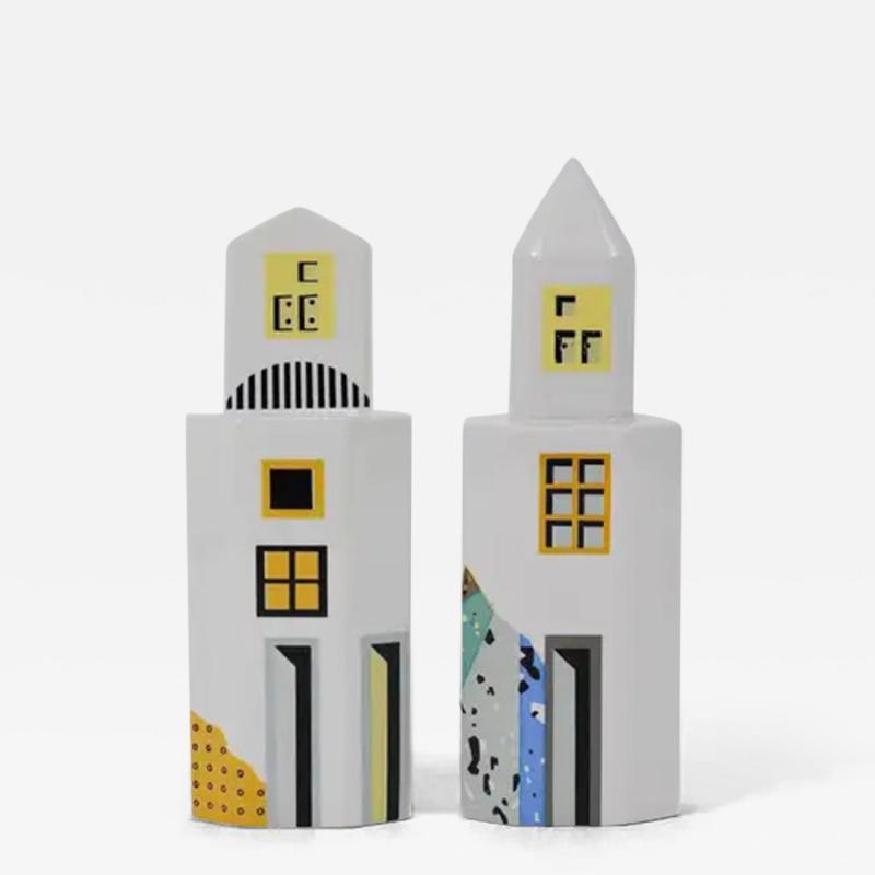  Heide Warlamis Heide Warlamis Postmodern Skyscraper Salt Pepper Shakers Vienna Collection 1990