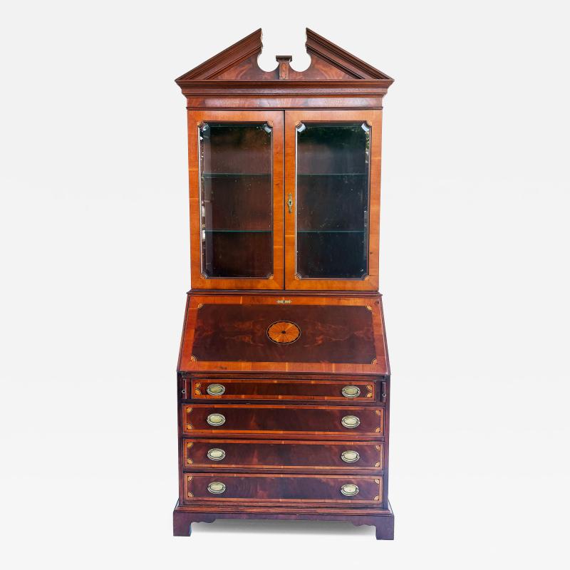  Hekman Furniture Company George III or Hepplewhite Style Mahogany Secretary Bookcase with Arch Pediment