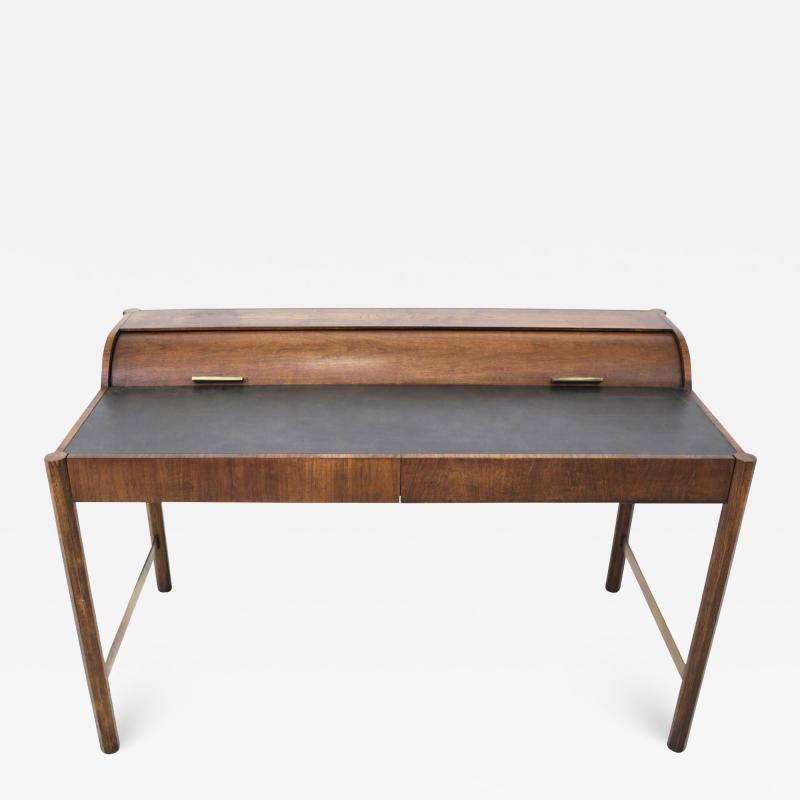  Hekman Furniture Company Hekman Walnut and Brass Roll Top Writing Desk