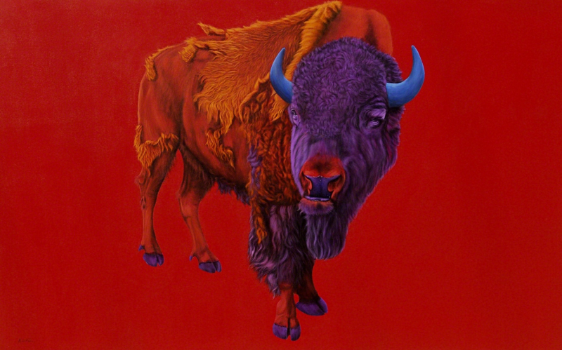  Helmut Koller Buffalo on a Red Background 2005