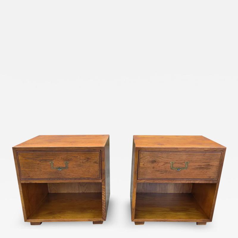  Henredon Furniture Henredon Artefacts Pair Campaign Style Hollywood Regency Endtables Nightstands