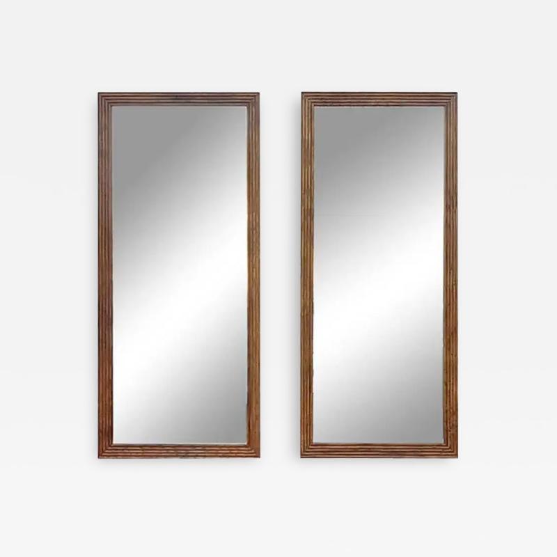 Henredon Furniture Henredon Artefacts Pair of Tall Narrow Oak Wall Mirrors Mid Century Modern