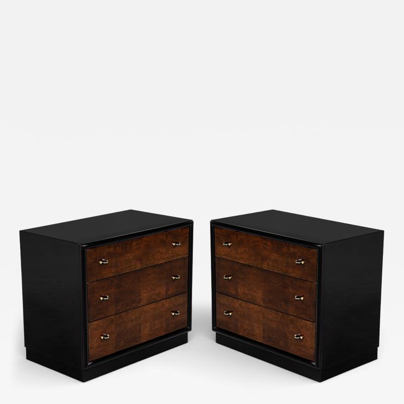  Henredon Furniture Pair of Walnut Chest of Drawers by Henredon in High Gloss Finish