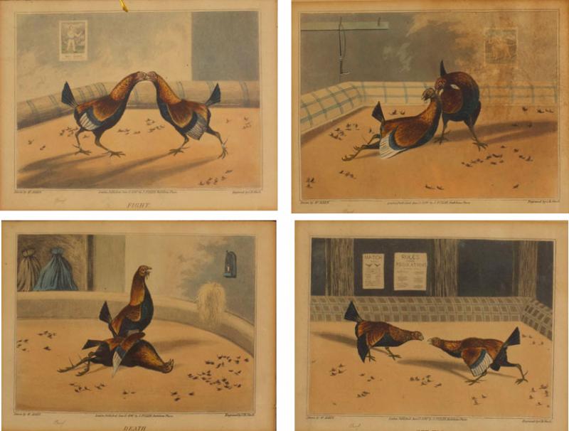 Henry Thomas ALKEN English Victorian Cock Fight Lithograph