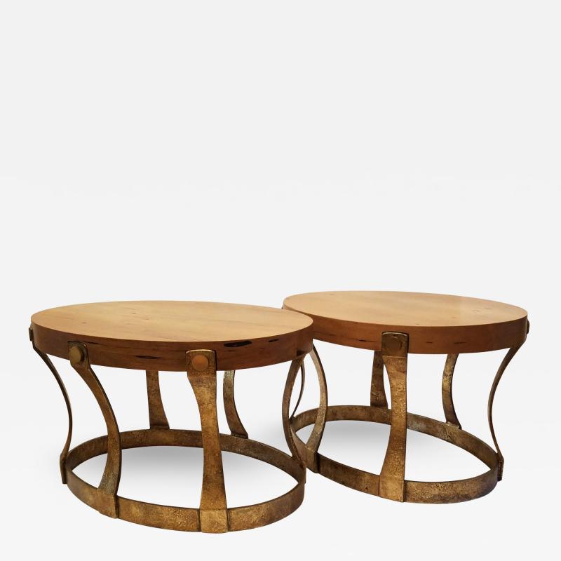  Heritage Furniture Pair of Heritage Oval Side Tables Italian Walnut 1969