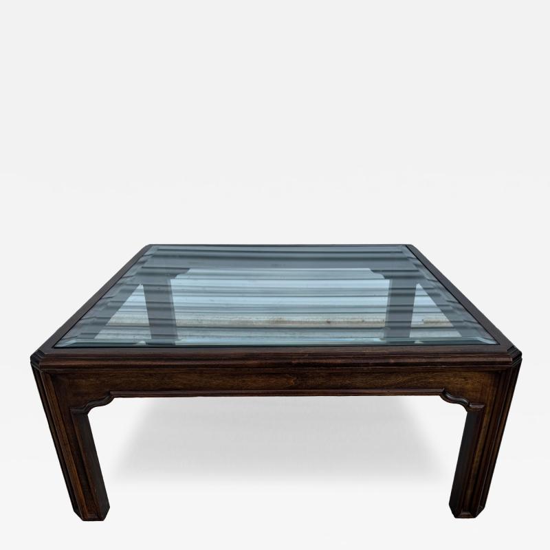  Heritage Henredon Henredon Walnut with Inset Glass top Coffee Table