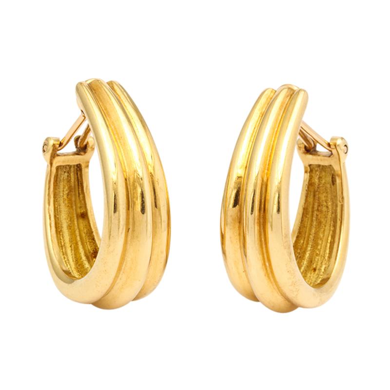 Herm s 18k Gold Hermes Hoop Earrings