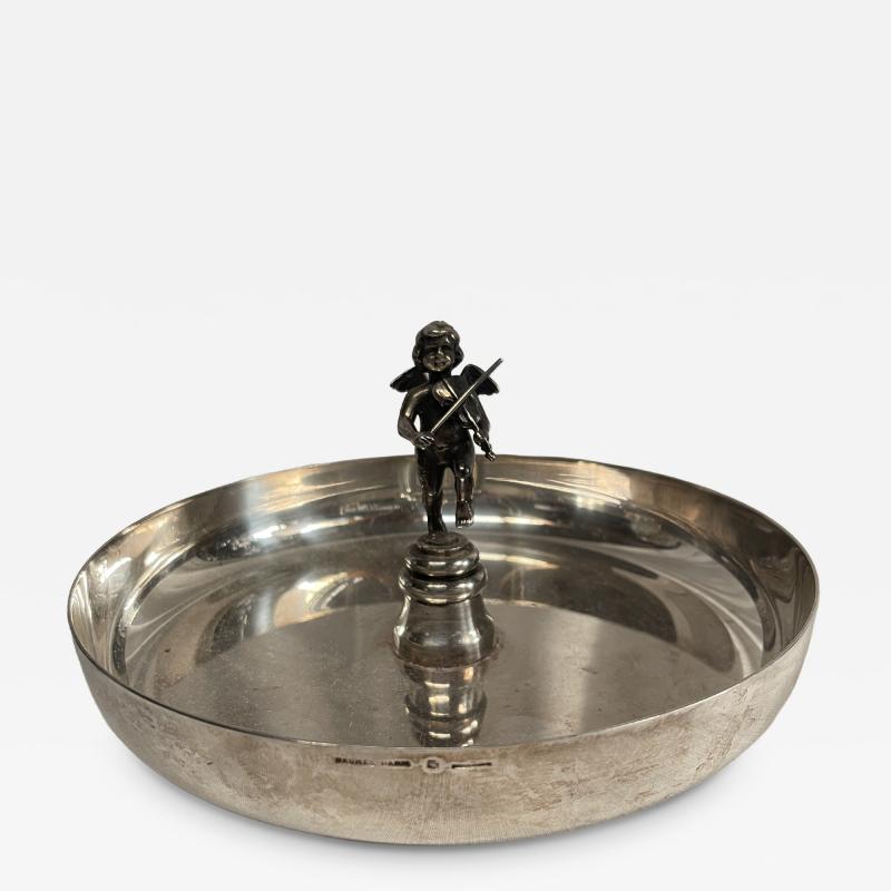  Herm s 1970s silver plated vide poche showing an angel playing violin signed Herm s