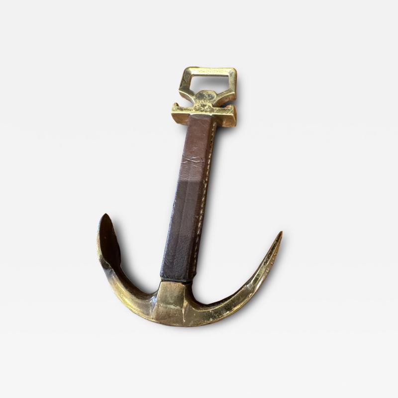  Herm s Anchor in bronze and stitched leather Bottle opener and corkscrew by Herm s