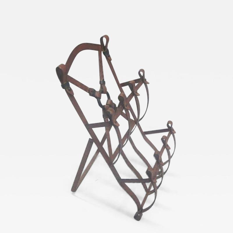  Herm s French Mid Century Modern Faux Leather Magazine Stand Attributed to Herm s