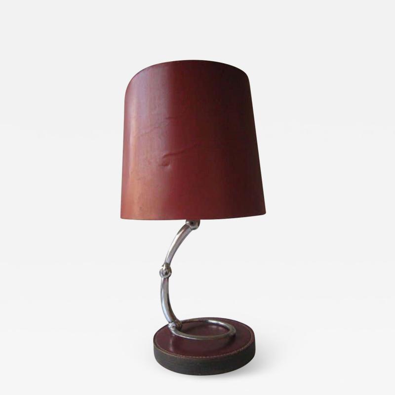  Herm s French Mid Century Modern Neoclassical Leather Desk or Table Lamp by Herm s