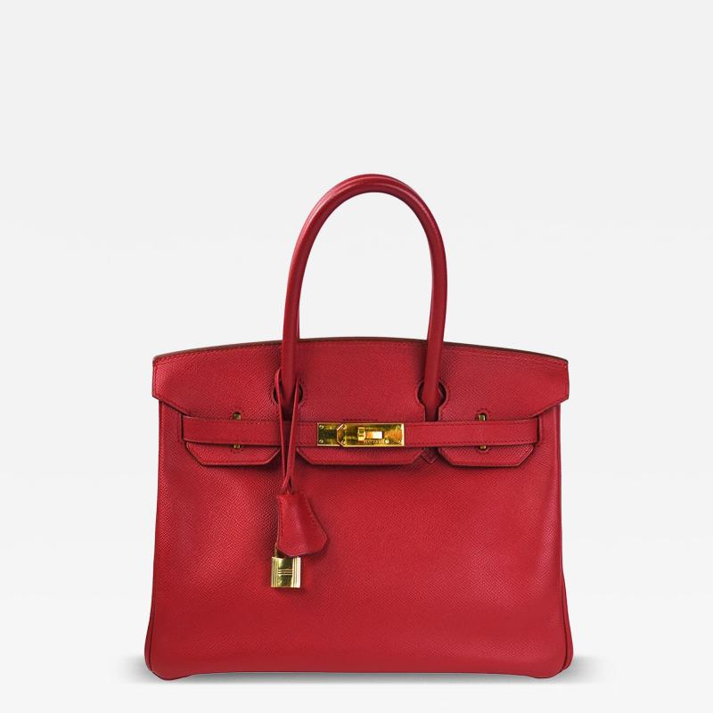  Herm s Herm s 30cm Rouge Vif Courchevel Leather Birkin Bag with Gold Hardware