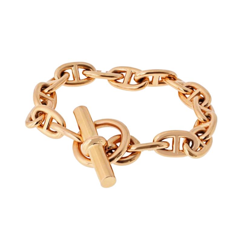  Herm s Hermes 18K Rose Gold 16 Link Medium Model Toggle Bracelet