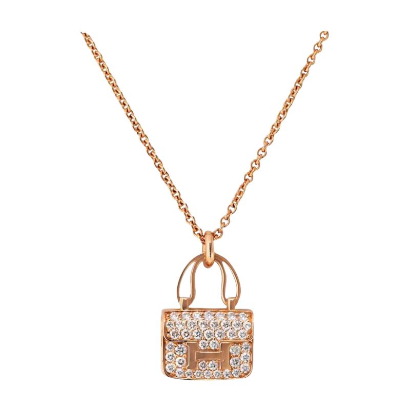  Herm s Hermes 18K Rose Gold Amulettes Constance Pendant Necklace