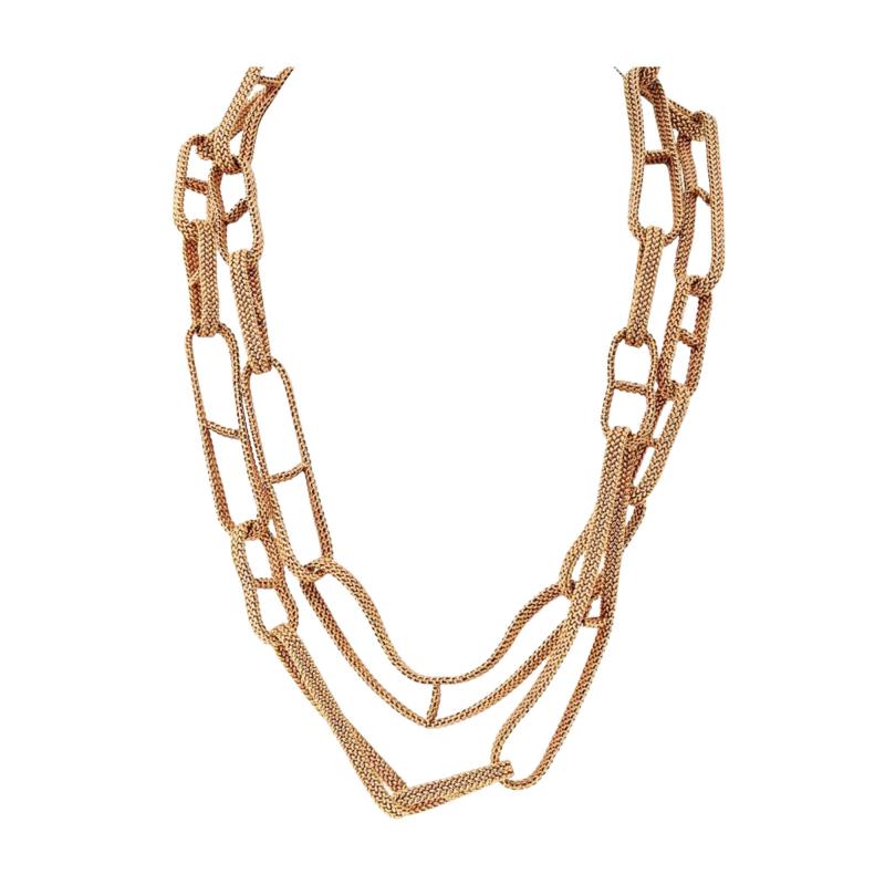  Herm s Hermes 18K Yellow Gold Link Chain Necklace