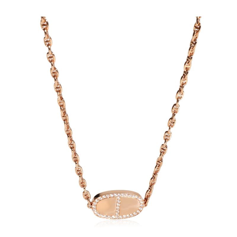  Herm s Hermes Chaine dAncre Verso Necklace in 18K Rose Gold 0 88 Ctw