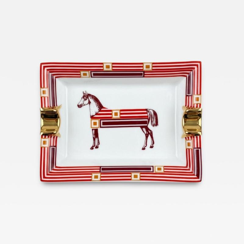  Herm s Hermes Paris Cheval DOrient Porcelain Cigar Ashtray with Stripes