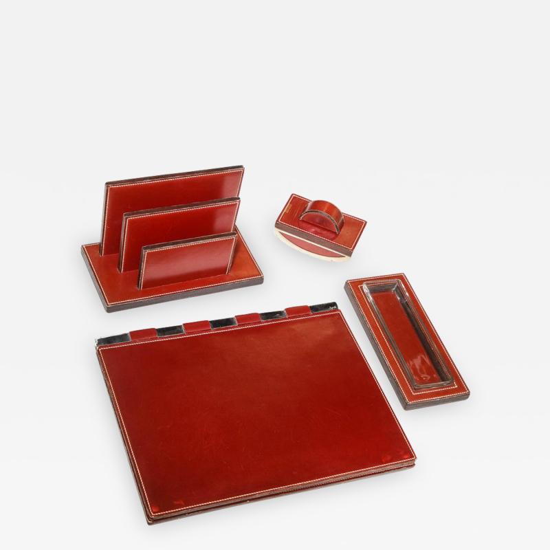  Herm s Paul Dupre Lafon for Hermes Paris Four Piece Leather Desk Set circa 1940