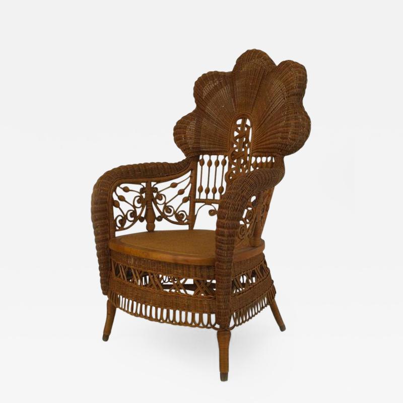  Heywood Wakefield 19th c Heywood Brothers Fanned Back Wicker Armchair