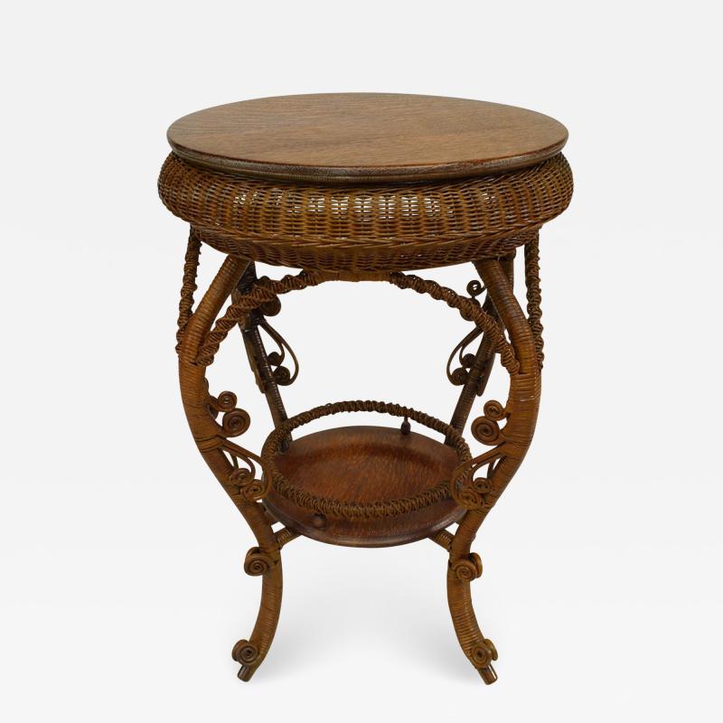  Heywood Wakefield American Victorian Natural Wicker Parlor Table