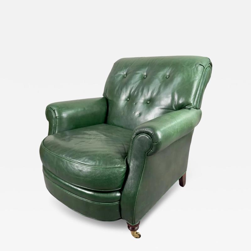  Hickory Chair Furniture Company Hickory Chair English Style Green Leather Club Chair