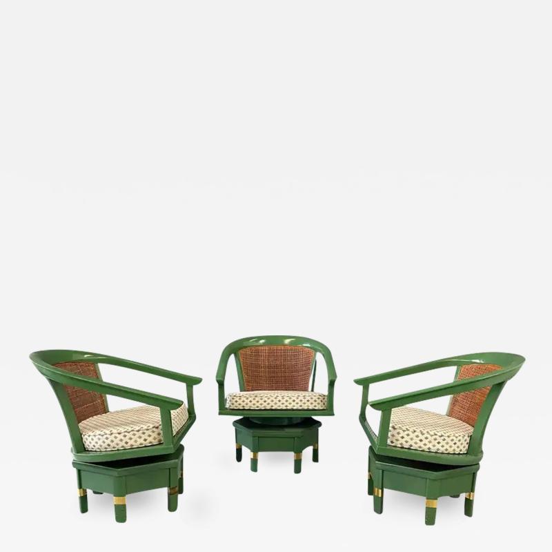  Hickory Manufacturing Company Trio of Cane Back Swivel Lounge Chairs Designed by Jim Peed for Hickory