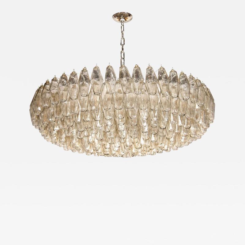  High Style Deco Exquisite Hand Blown Murano Smoked Glass Polyhedral Chandelier