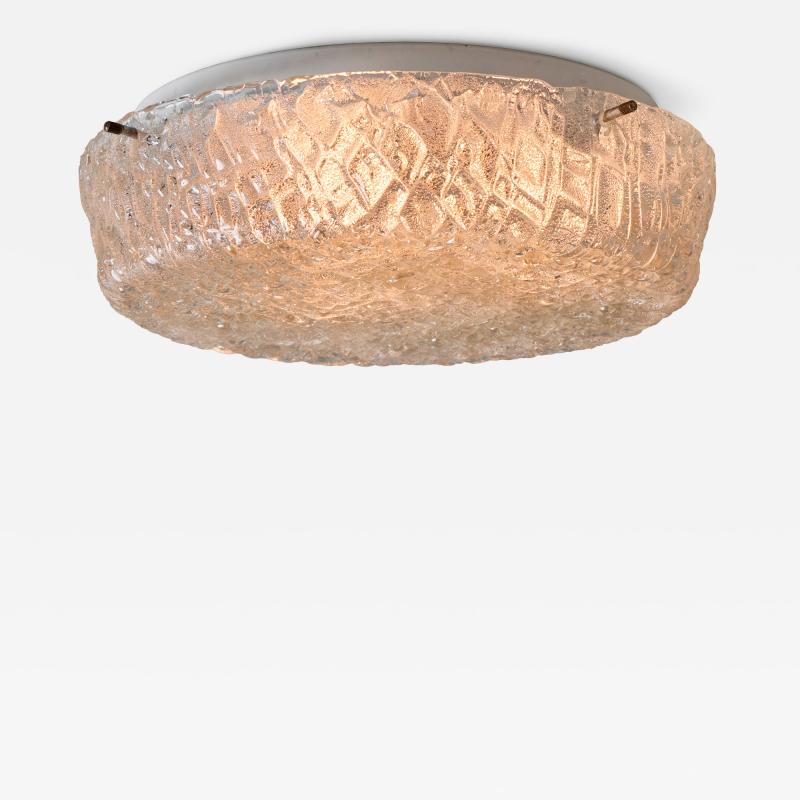  Hillebrand 1970s Hillebrand Murano Ice Glass Round Flush Mount